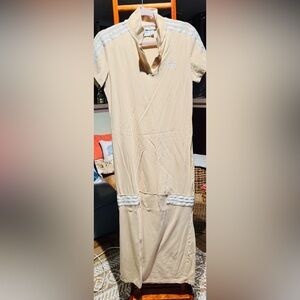 Adidas Beige Polo Dress with Light Stripes